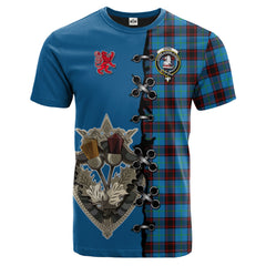 Home Ancient Tartan T-shirt - Lion Rampant And Celtic Thistle Style