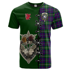 Inglis Modern Tartan T-shirt - Lion Rampant And Celtic Thistle Style