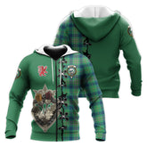 Kennedy Ancient Tartan Hoodie - Lion Rampant And Celtic Thistle Style