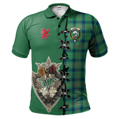 Kennedy Ancient Tartan Polo Shirt - Lion Rampant And Celtic Thistle Style