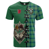 Kennedy Ancient Tartan T-shirt - Lion Rampant And Celtic Thistle Style
