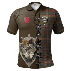 Kennedy Weathered Tartan Polo Shirt - Lion Rampant And Celtic Thistle Style