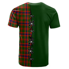 Kinninmont Tartan T-shirt - Lion Rampant And Celtic Thistle Style