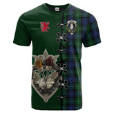 Lamont 2 Tartan T-shirt - Lion Rampant And Celtic Thistle Style