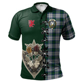Lindsay Dress Tartan Polo Shirt - Lion Rampant And Celtic Thistle Style