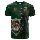 MacAlpin Tartan T-shirt - Lion Rampant And Celtic Thistle Style