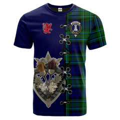 MacCallum Modern Tartan T-shirt - Lion Rampant And Celtic Thistle Style