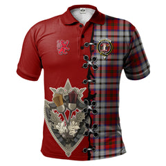 MacCulloch Dress Tartan Polo Shirt - Lion Rampant And Celtic Thistle Style