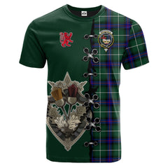 MacDonald of the Isles Hunting Modern Tartan T-shirt - Lion Rampant And Celtic Thistle Style