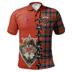 MacDuff Ancient Tartan Polo Shirt - Lion Rampant And Celtic Thistle Style