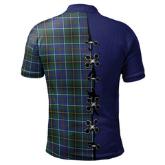 MacInnes Modern Tartan Polo Shirt - Lion Rampant And Celtic Thistle Style