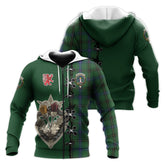 MacKendrick Tartan Hoodie - Lion Rampant And Celtic Thistle Style