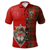 MacKinnon Modern Tartan Polo Shirt - Lion Rampant And Celtic Thistle Style