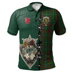 MacKintosh Hunting Tartan Polo Shirt - Lion Rampant And Celtic Thistle Style