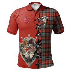 MacLachlan Weathered Tartan Polo Shirt - Lion Rampant And Celtic Thistle Style