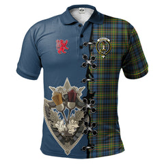 MacLellan Ancient Tartan Polo Shirt - Lion Rampant And Celtic Thistle Style