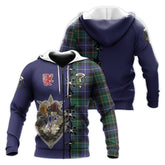 MacRae Hunting Modern Tartan Hoodie - Lion Rampant And Celtic Thistle Style