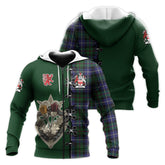 MacRow Hunting Tartan Hoodie - Lion Rampant And Celtic Thistle Style