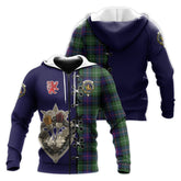 MacThomas Modern Tartan Hoodie - Lion Rampant And Celtic Thistle Style