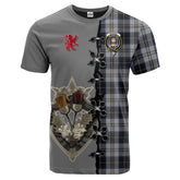 Menzies Black Dress Tartan T-shirt - Lion Rampant And Celtic Thistle Style