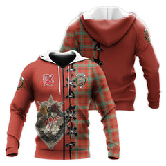 Morrison Red Ancient Tartan Hoodie - Lion Rampant And Celtic Thistle Style