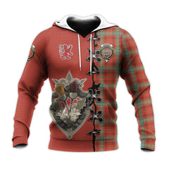 Morrison Red Ancient Tartan Hoodie - Lion Rampant And Celtic Thistle Style