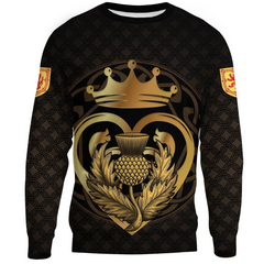 Scots Print Sweaters - Luckenbooth Thistle And Lion Style Sweaters