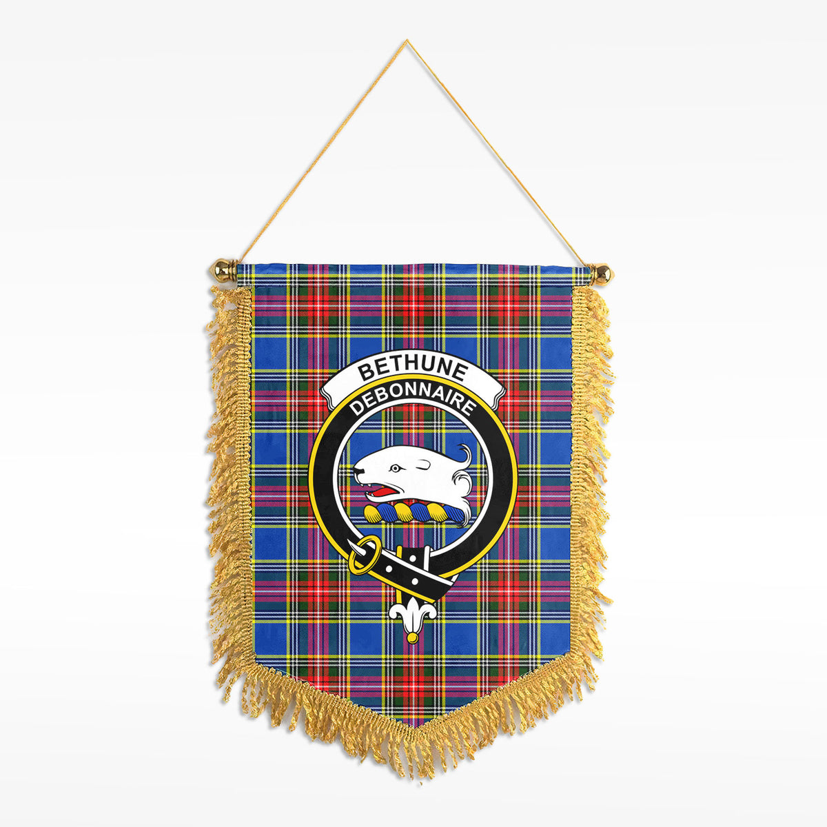 Bethune Modern Tartan Crest Wall Hanging Banner