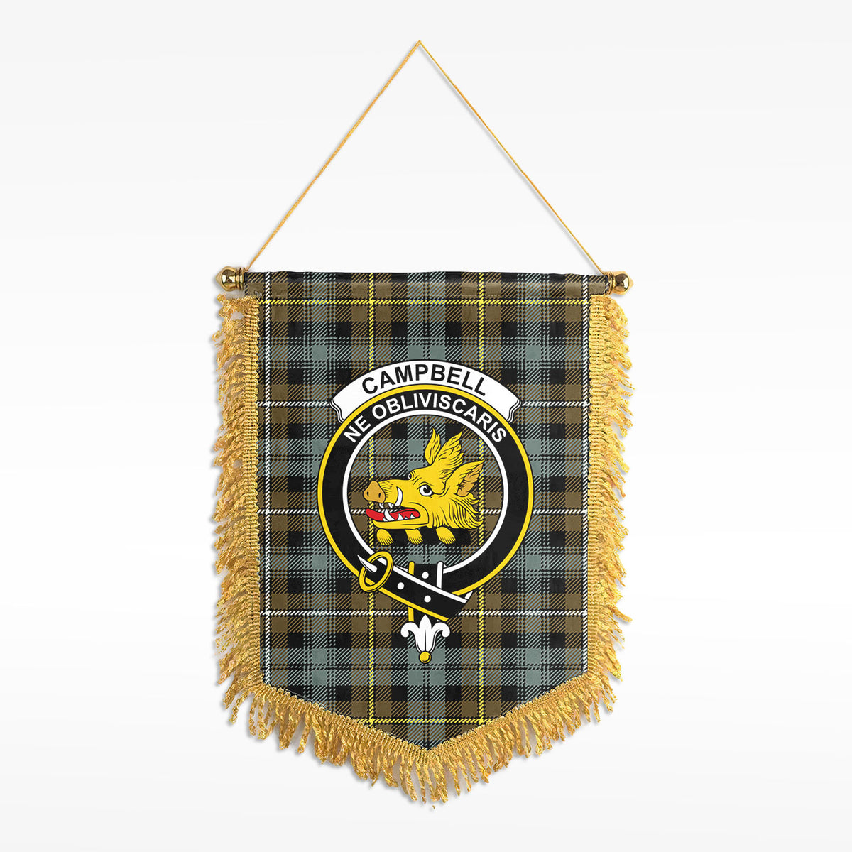 Campbell Argyll Weathered Tartan Crest Wall Hanging Banner