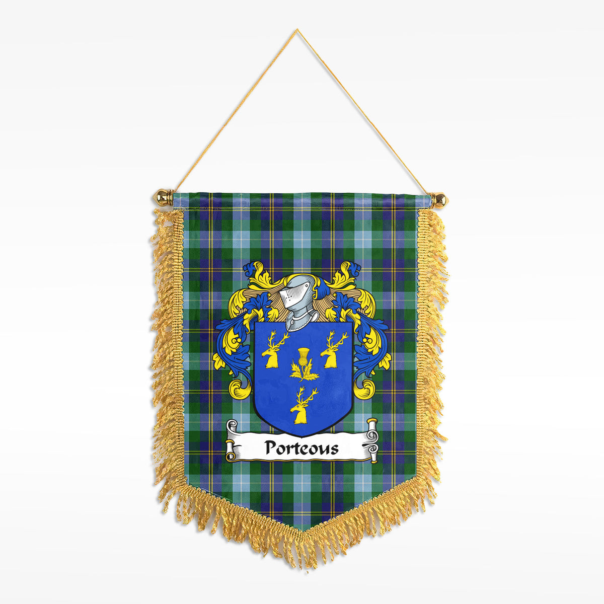 Porteous Tartan Coat of Arms Wall Hanging Banner