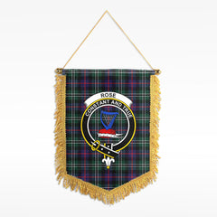 Rose Hunting Modern Tartan Crest Wall Hanging Banner