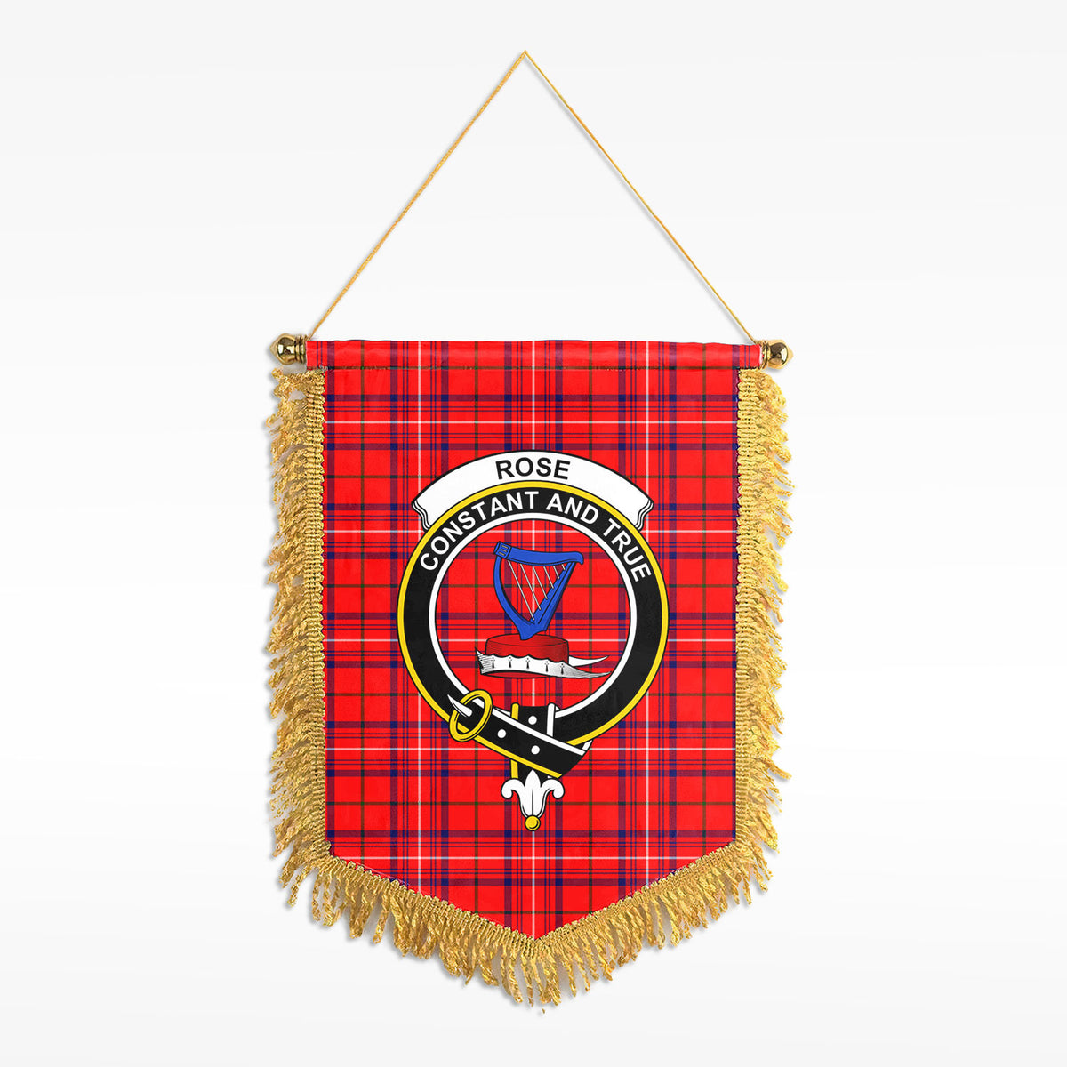 Rose Modern Tartan Crest Wall Hanging Banner