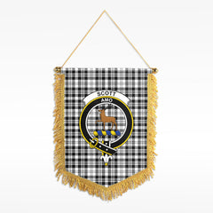 Scott Black & White Modern Tartan Crest Wall Hanging Banner