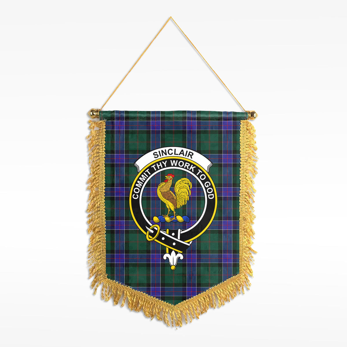 Sinclair Hunting Modern Tartan Crest Wall Hanging Banner