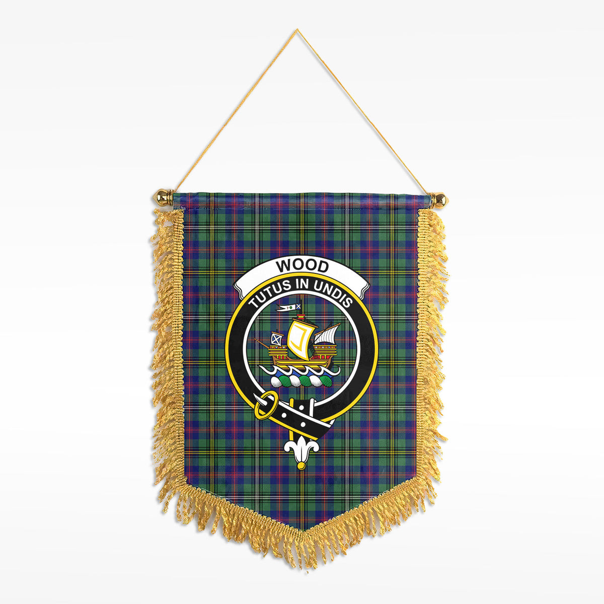 Wood Tartan Crest Wall Hanging Banner