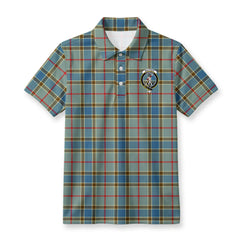 Balfour Blue Tartan Crest Birdseye Mesh Polo Shirt