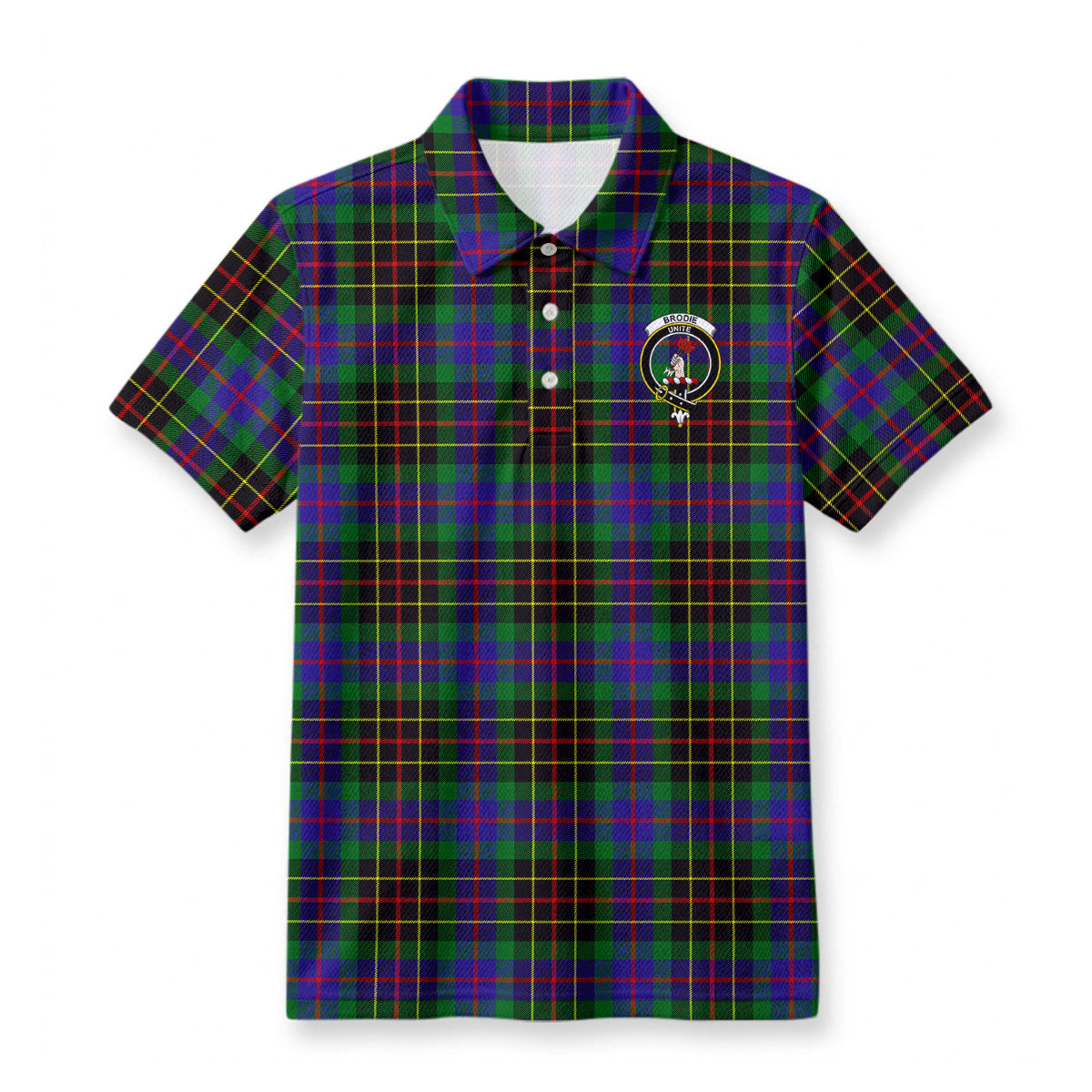 Brodie Hunting Modern Tartan Crest Birdseye Mesh Polo Shirt