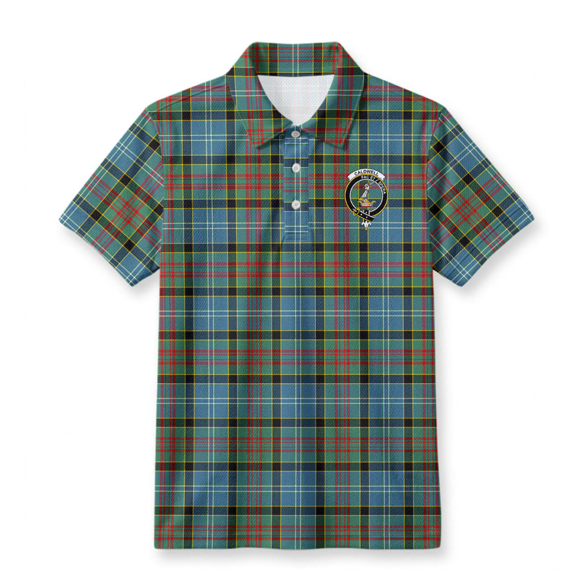 Caldwell Tartan Crest Birdseye Mesh Polo Shirt
