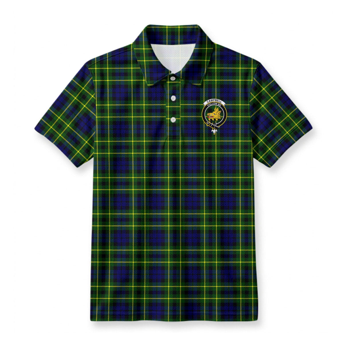 Campbell of Breadalbane Modern Tartan Crest Birdseye Mesh Polo Shirt