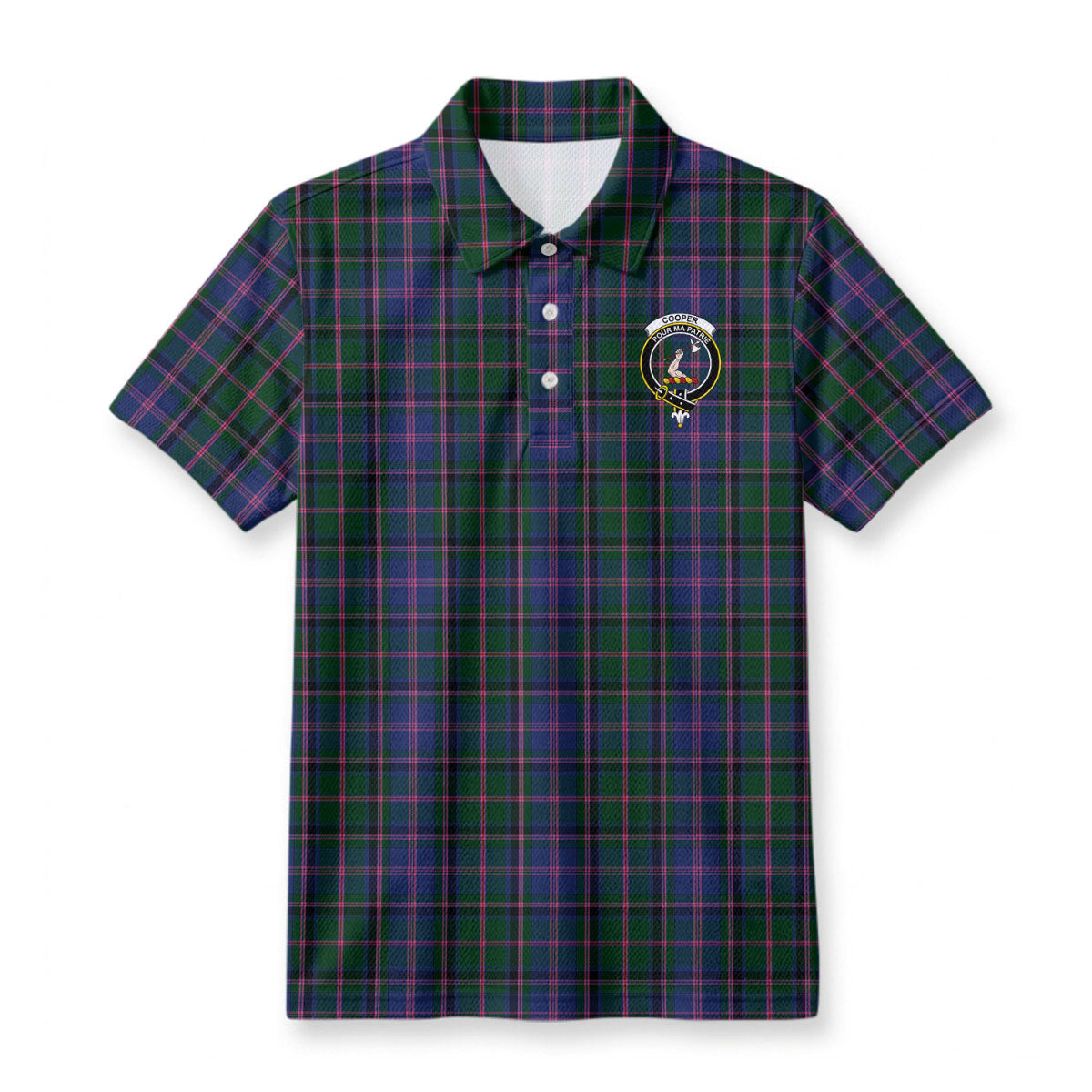 Cooper Tartan Crest Birdseye Mesh Polo Shirt