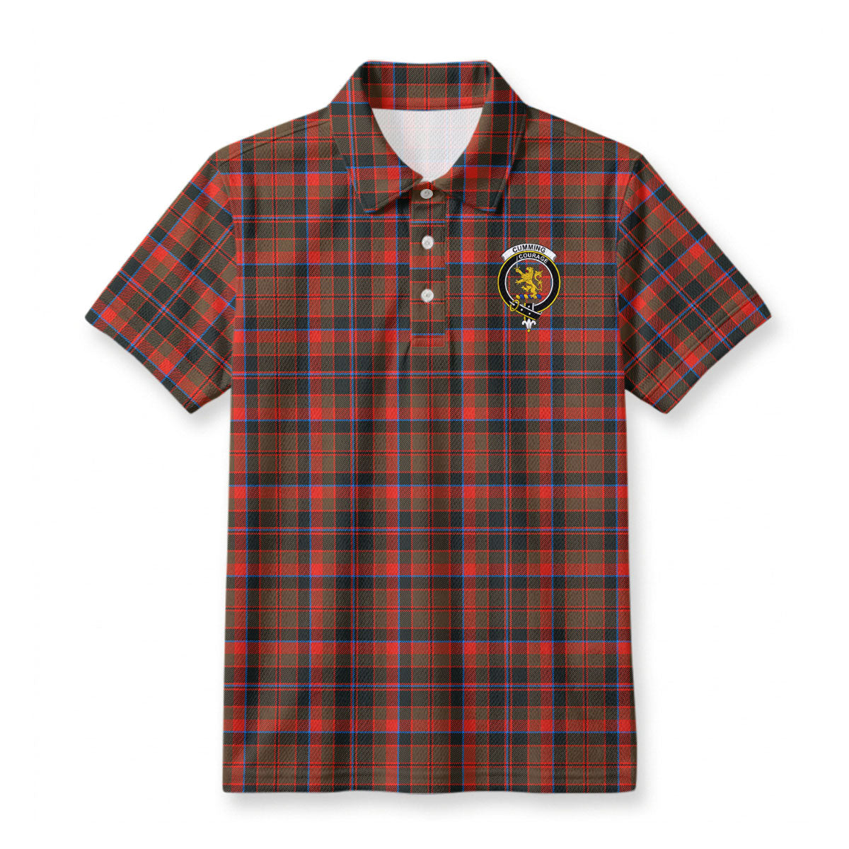 Cumming Hunting Weathered Tartan Crest Birdseye Mesh Polo Shirt