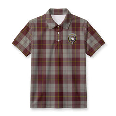 Cunningham Burgundy Dancers Tartan Crest Birdseye Mesh Polo Shirt