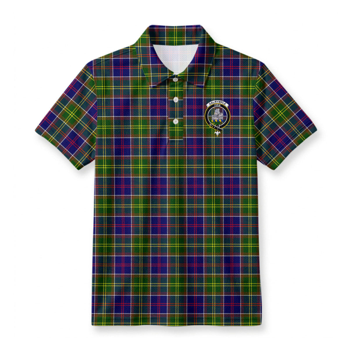 Dalrymple Tartan Crest Birdseye Mesh Polo Shirt