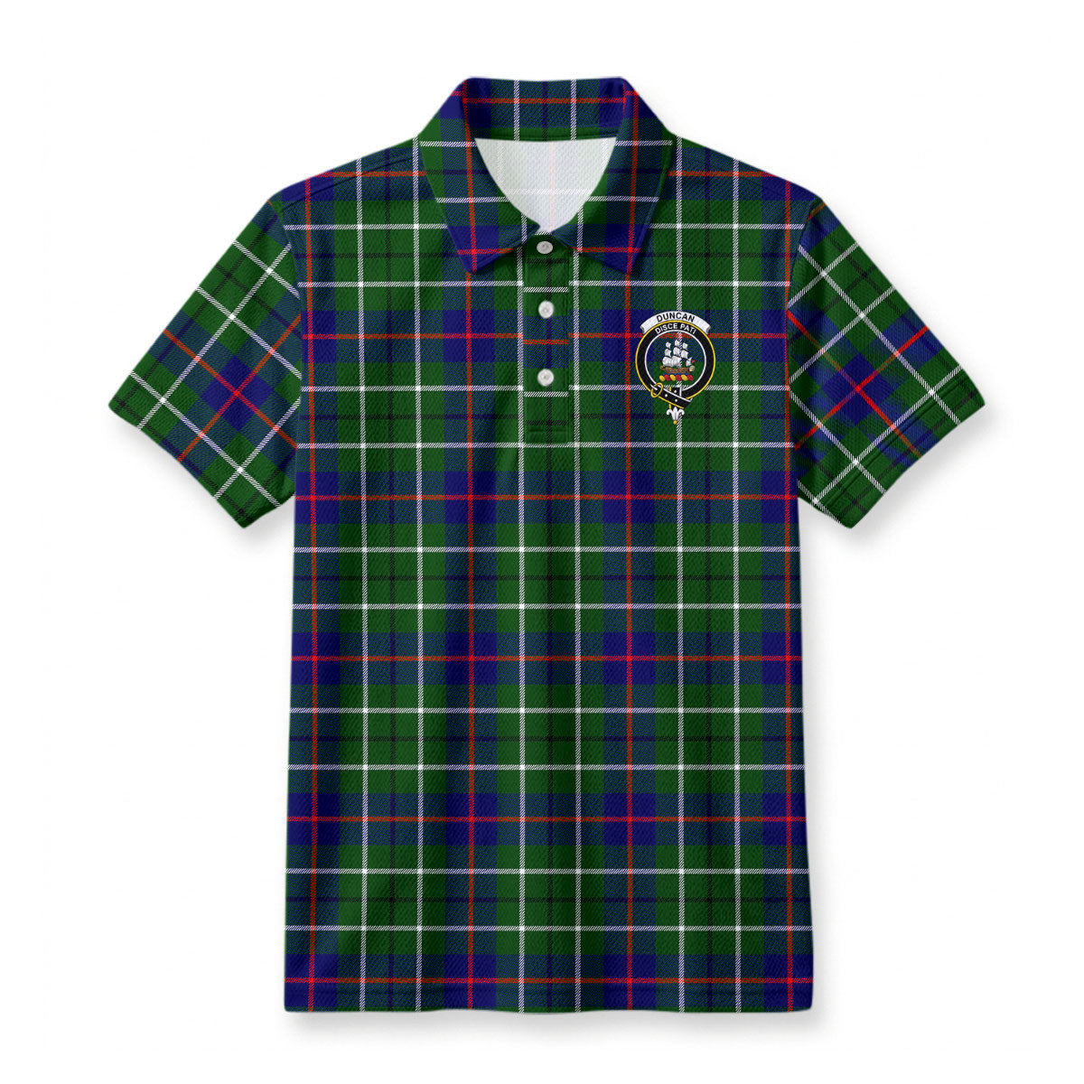 Duncan Modern Tartan Crest Birdseye Mesh Polo Shirt