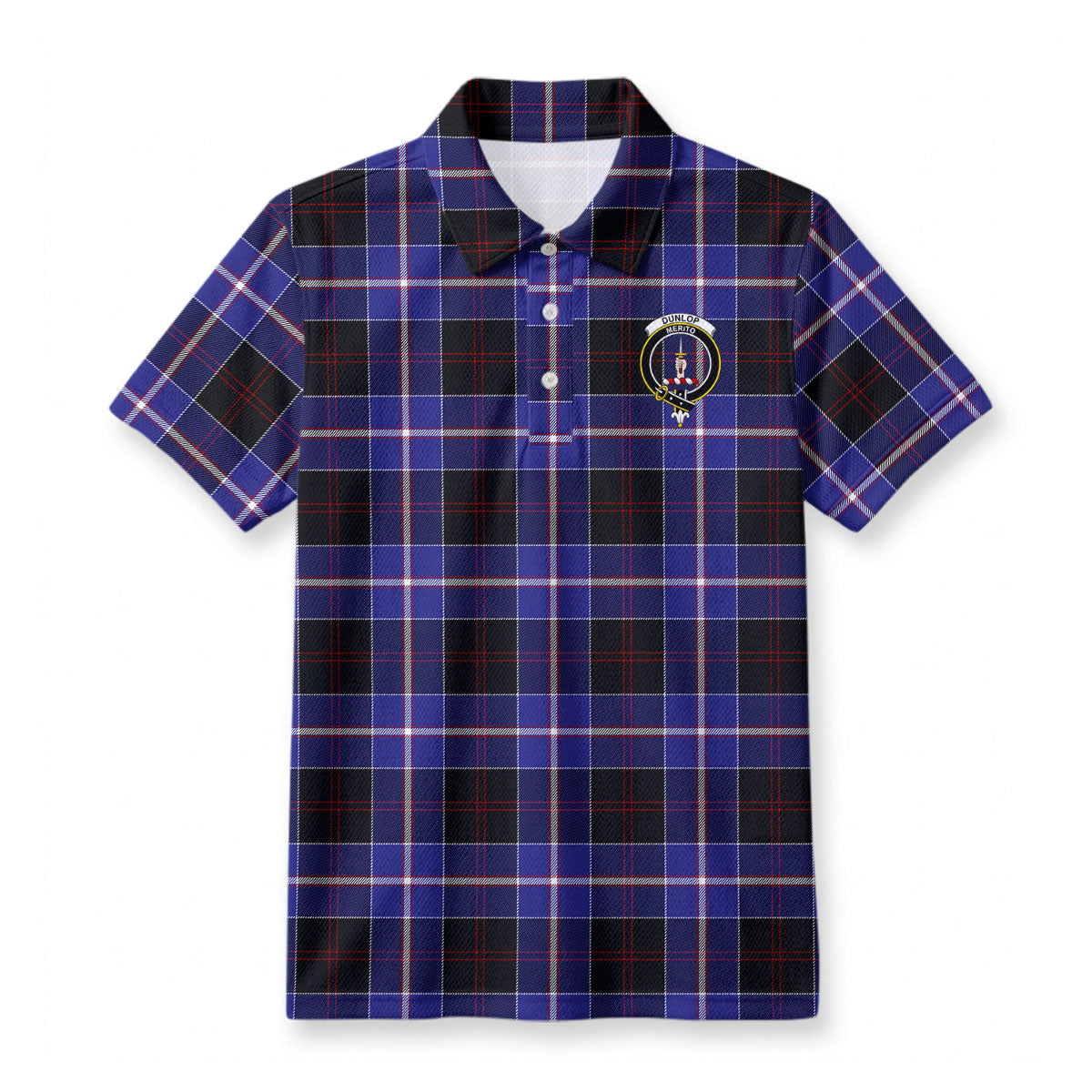 Dunlop Modern Tartan Crest Birdseye Mesh Polo Shirt