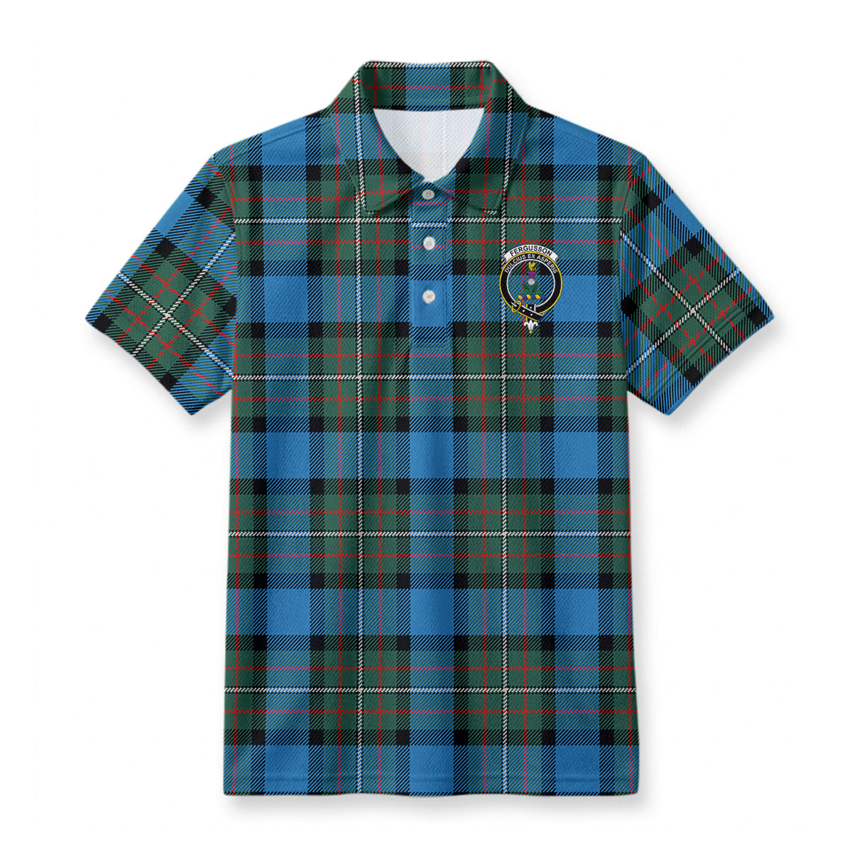 Fergusson Ancient Tartan Crest Birdseye Mesh Polo Shirt