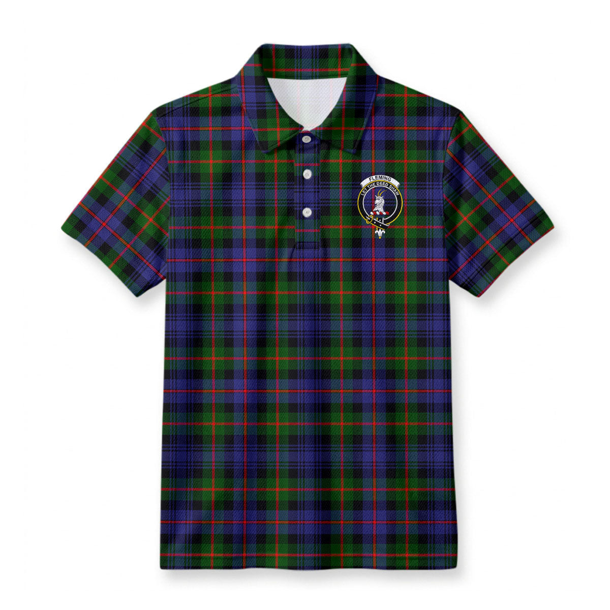 Fleming Tartan Crest Birdseye Mesh Polo Shirt