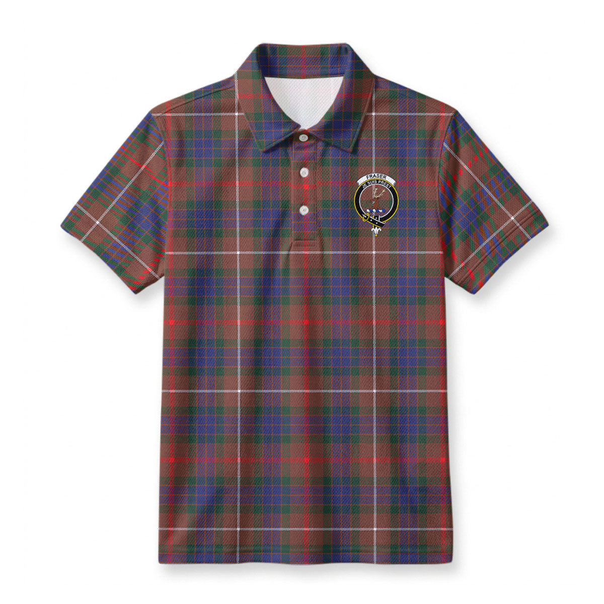 Fraser (of Lovat) Hunting Modern Tartan Crest Birdseye Mesh Polo Shirt