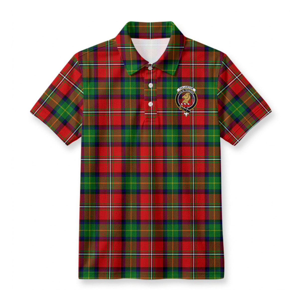 Fullerton Tartan Crest Birdseye Mesh Polo Shirt