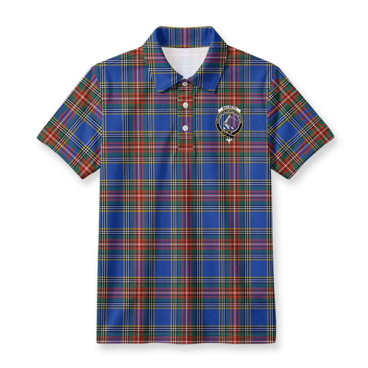 MacBeth Ancient Tartan Crest Birdseye Mesh Polo Shirt